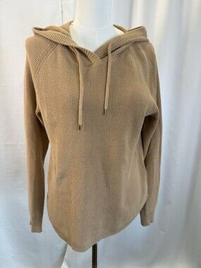 Lauren Ralph Lauren Womens Tan 100% Cotton Waffle Knit Hooded Sweater Pullover